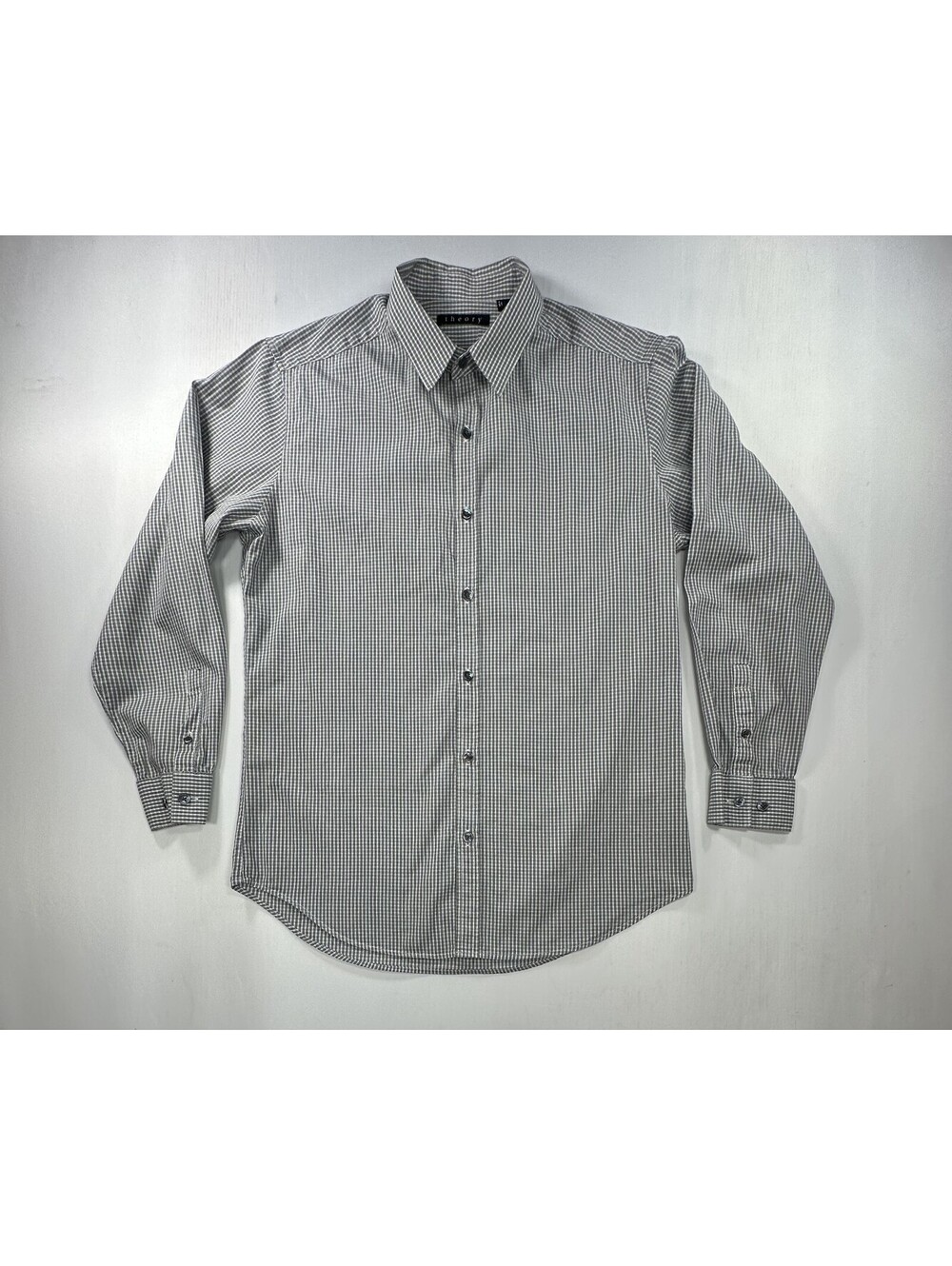 Theory 100% Cotton Checked Button Up Gray Mens S